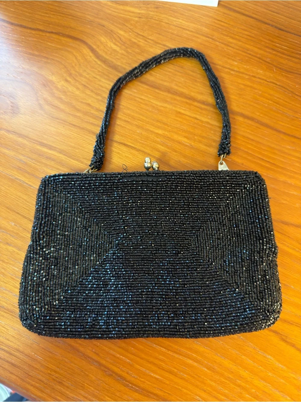 Y2K Black Beaded Evening Clutch Handbag